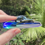 Brisbane City Cat Holo Rainbow Vinyl Sticker - Holographic Silver Public Transport - Die Cut Vinyl Sticker - Laptop Decal