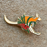 Kangaroo and Kangaroo Paw Flower 50mm Hard Enamel Pin