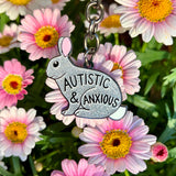 Autistic and Anxious Rabbit 40mm Hard Enamel Keychain