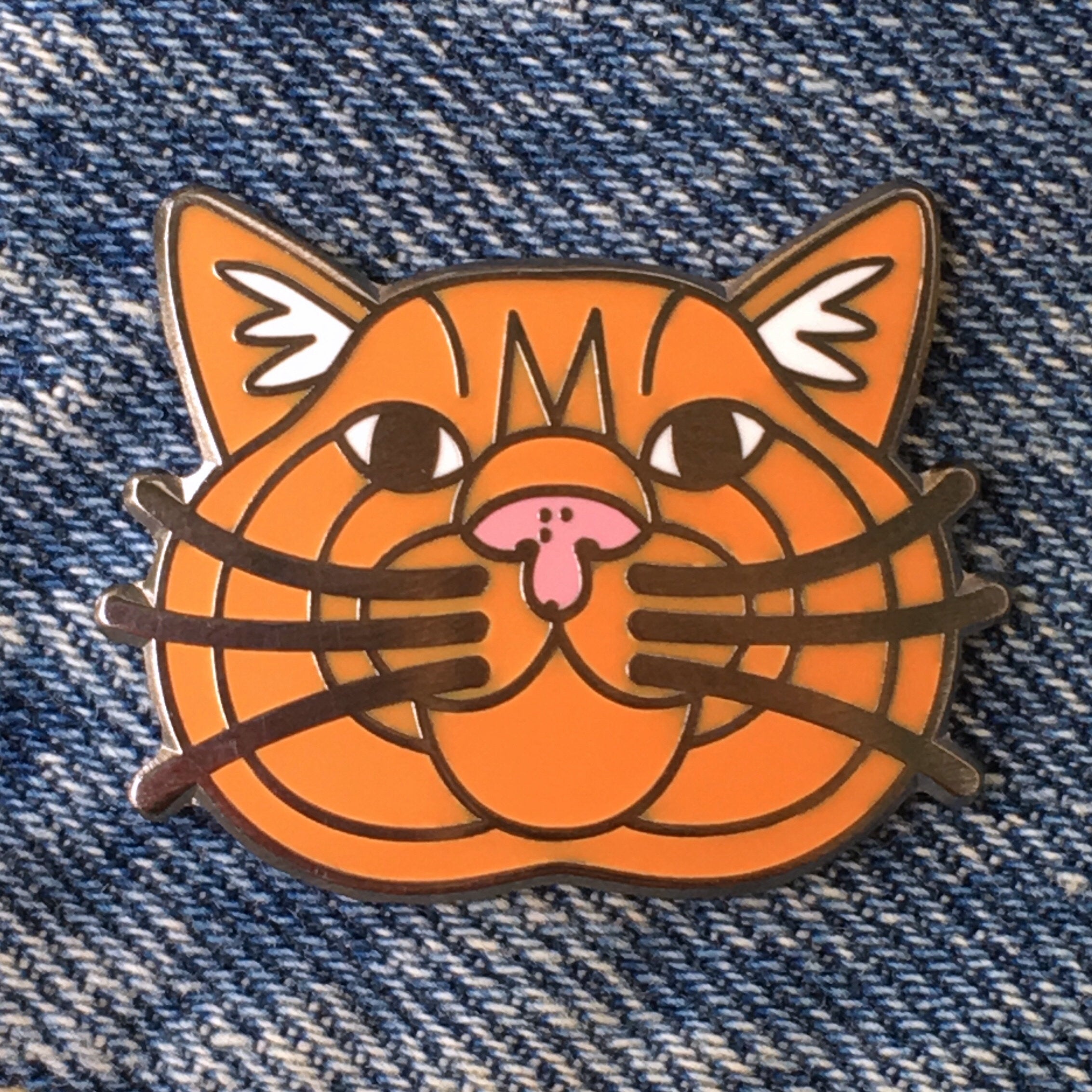 Orange Cat &quot;Bilbo&quot; Hard Enamel Pin - Orange, Pink, White, and Black Nickel - Lapel Pin Cloisonné Badge - Charity