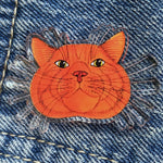Orange Cat &quot;Bilbo&quot; Recycled Acrylic Pin - Lapel Pin Badge - Charity