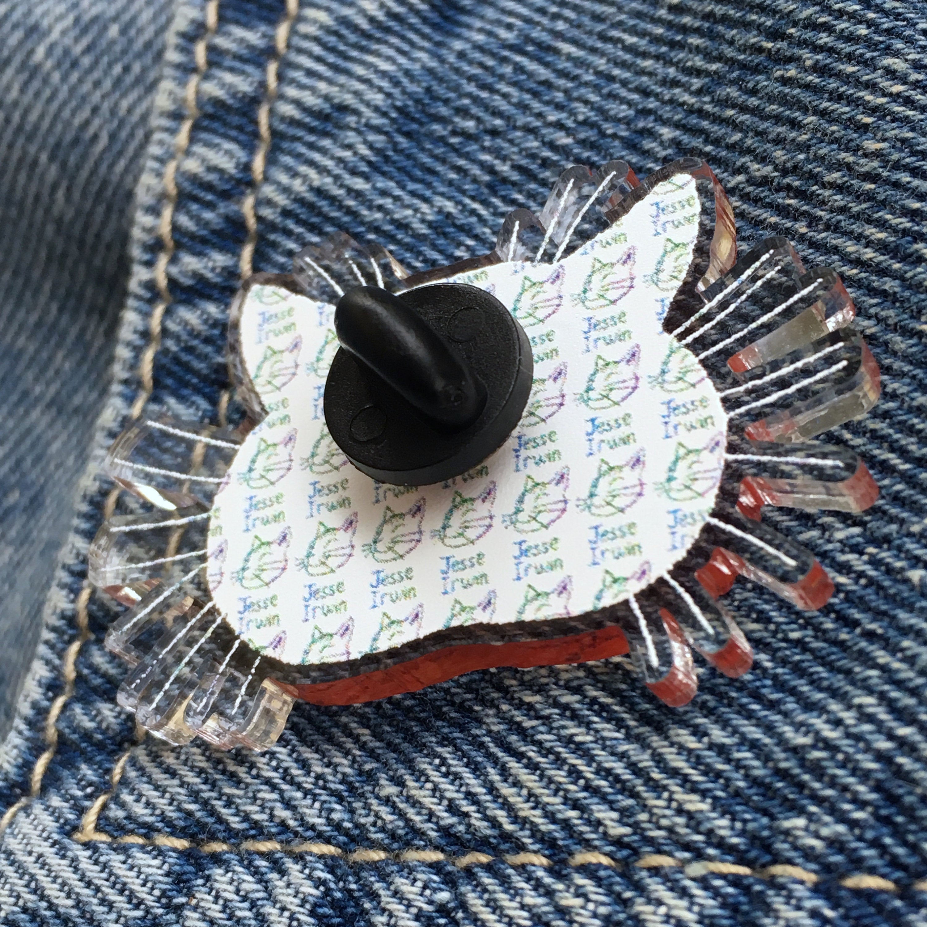 Orange Cat &quot;Bilbo&quot; Recycled Acrylic Pin - Lapel Pin Badge - Charity