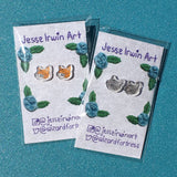 Happy Cats Earrings Studs - Five Colours - Recycled Acrylic