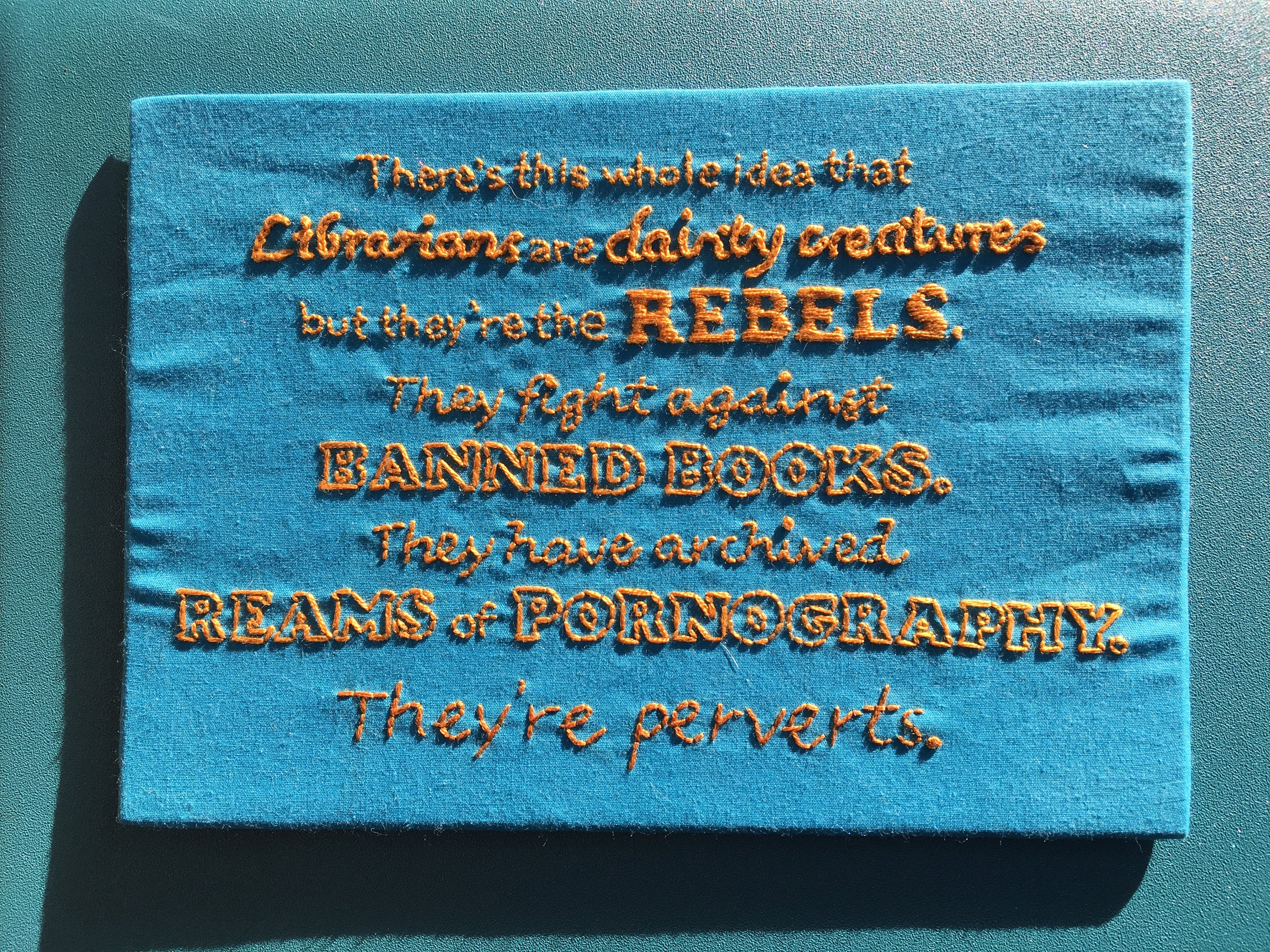 Librarians are rebels lettering quote embroidery