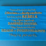 Librarians are rebels lettering quote embroidery
