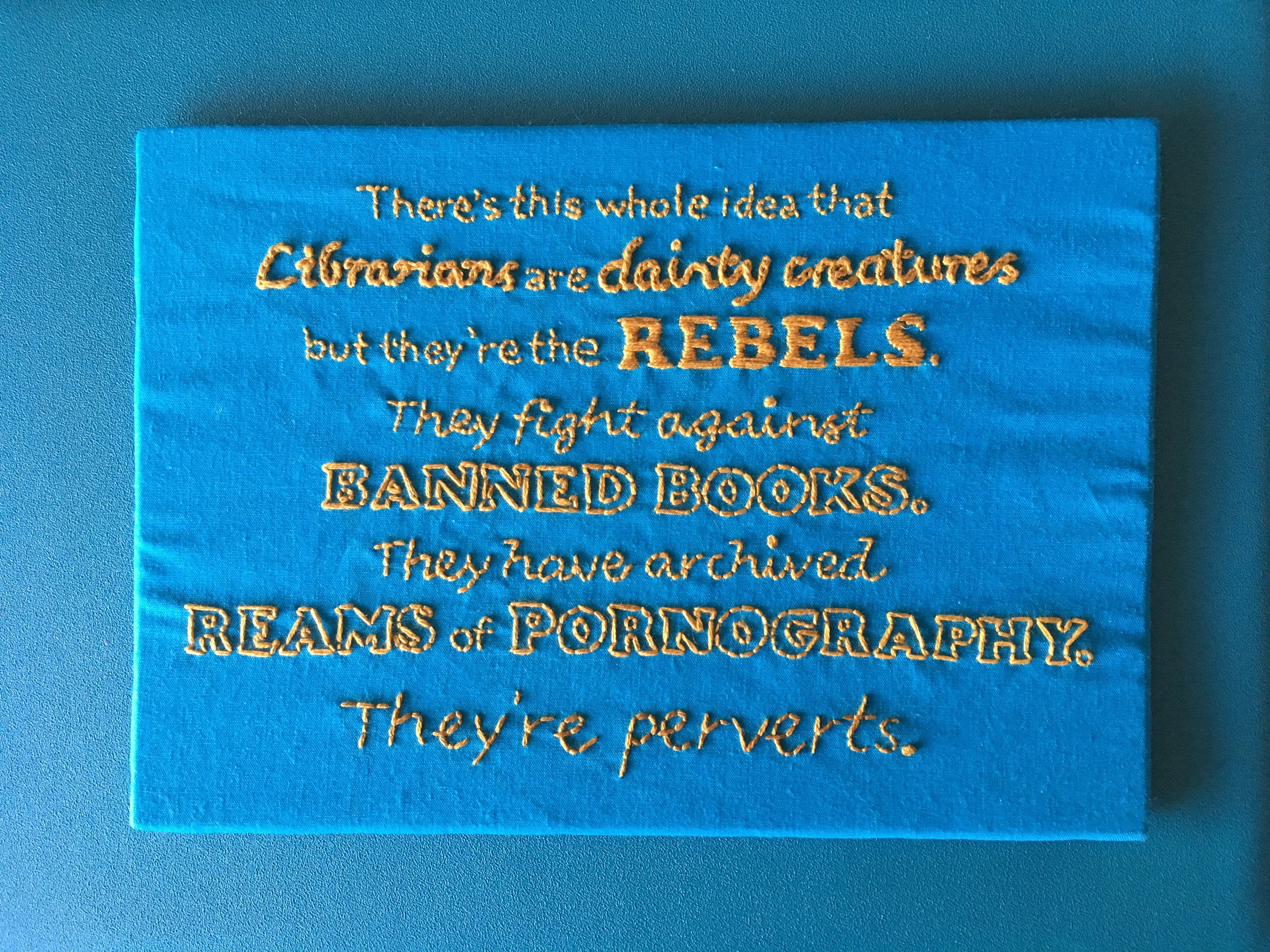 Librarians are rebels lettering quote embroidery