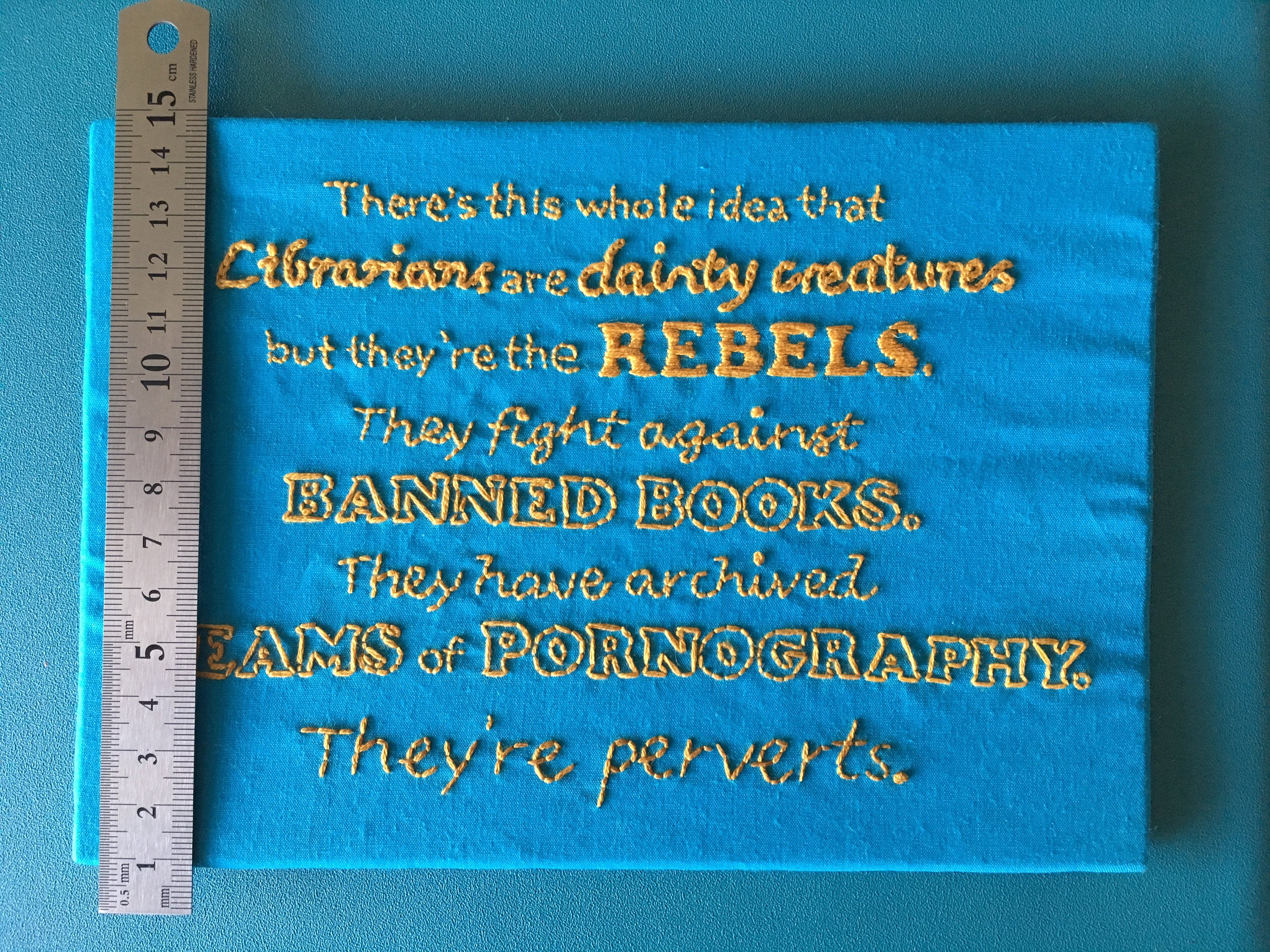 Librarians are rebels lettering quote embroidery