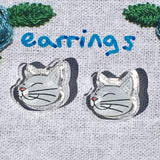 Happy Cats Earrings Studs - Five Colours - Recycled Acrylic
