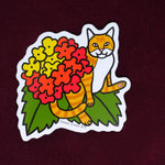 Cat and Lantana Vinyl Sticker - Invasive Species - Australian Animals and Flowers - Die Cut Vinyl Sticker - Laptop Decal