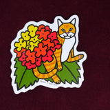 Cat and Lantana Vinyl Sticker - Invasive Species - Australian Animals and Flowers - Die Cut Vinyl Sticker - Laptop Decal