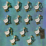 Horrible Goose Hard Enamel Pin with Bell or Charm - Rake, Glasses, Keys, Heart, Soccer Ball, Teapot, and More - Lapel Pin Cloisonné Badge