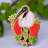 Ibis and Bottlebrush Hard Enamel Pin - Australian Friends and Flowers - Aussie Animals - Lapel Pin, Cloissone Badge