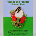 Ibis and Bottlebrush Hard Enamel Pin - Australian Friends and Flowers - Aussie Animals - Lapel Pin, Cloissone Badge