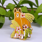 Dingo and Waxflower Hard Enamel Pin - Australian Friends and Flowers - Aussie Animals - Lapel Pin, Cloissone Badge