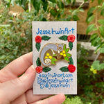 Magnetic Needleminder - Ringtail Possum and Wattle 40mm Hard Enamel Pin Converted to Needle Minder with Neodymium Magnets
