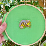 Magnetic Needleminder - Ringtail Possum and Wattle 40mm Hard Enamel Pin Converted to Needle Minder with Neodymium Magnets