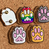 Kitty Toebeans Acrylic Pins - 25mm (1&quot;) tall - Five Colours - Recycled Acrylic
