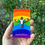 Pride-bis and Bi-bis - 50mm (2”) hard enamel pins - LGBT+ Pride and Bisexual flag Ibis pins