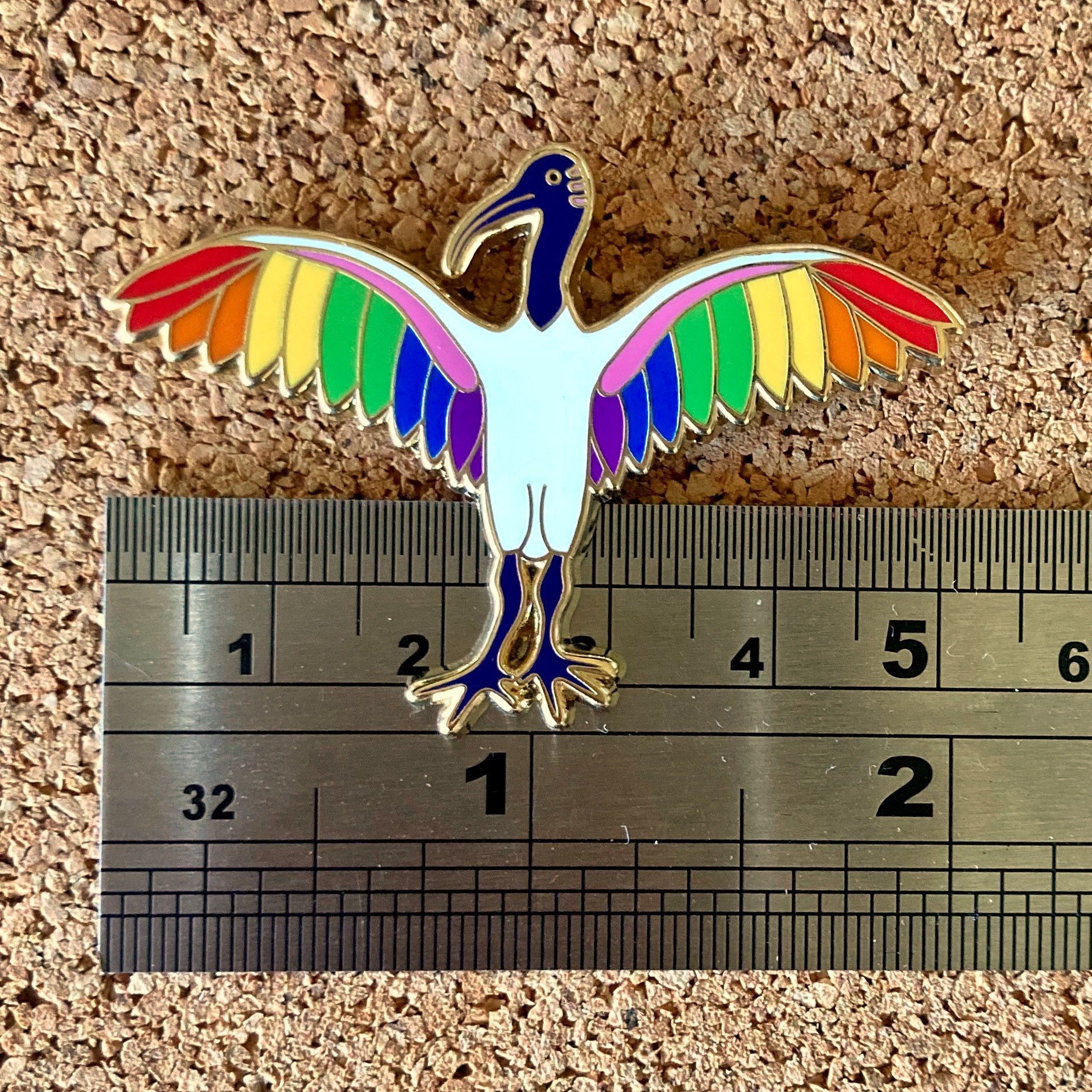 Pride-bis and Bi-bis - 50mm (2”) hard enamel pins - LGBT+ Pride and Bisexual flag Ibis pins