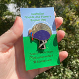 Cassowary and Grass Tree 40mm Hard Enamel Pin - Australian Friends and Flowers - Aussie Animals - Lapel Pin, Cloissone Badge