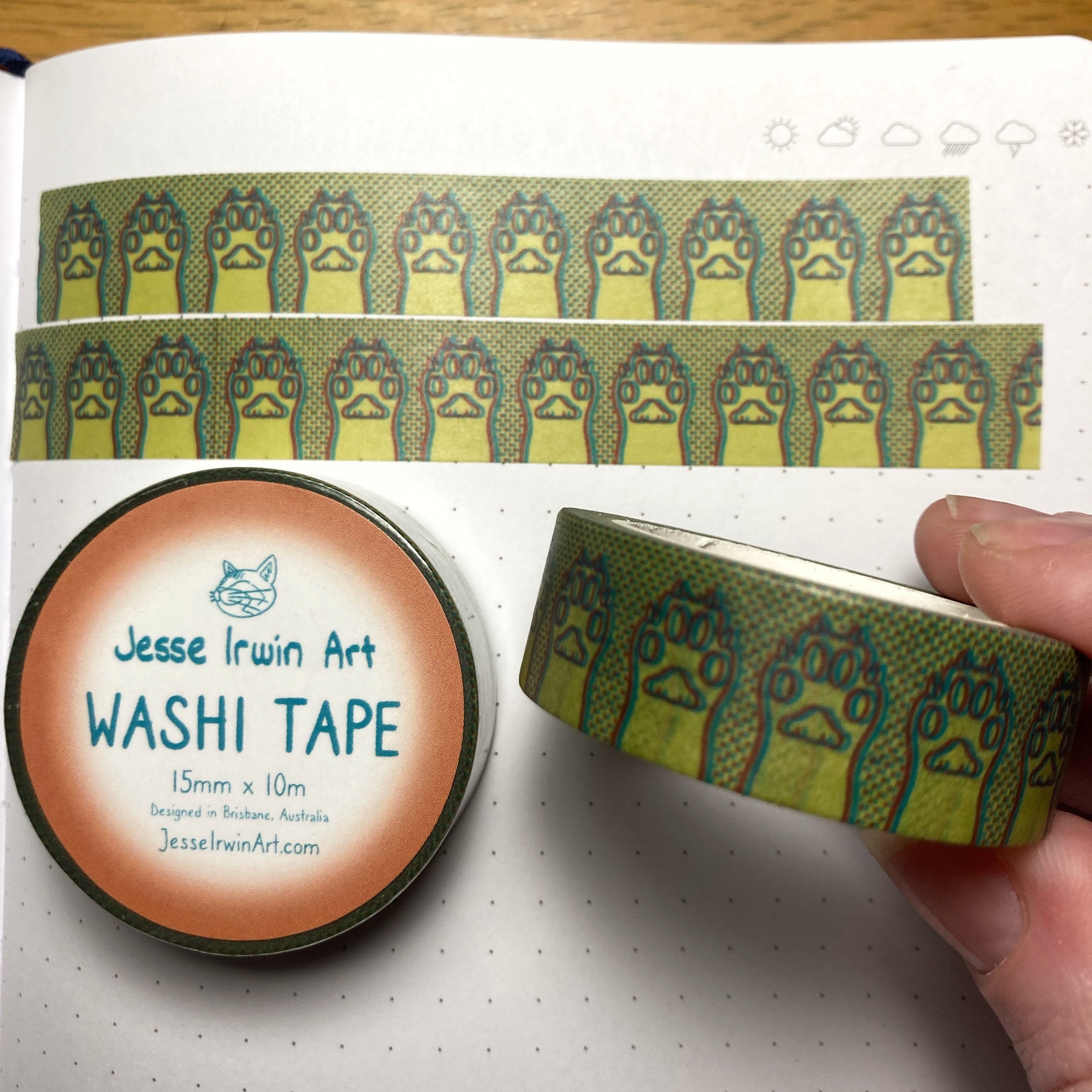 Anaglyph Cats Paw Washi Tape - 15mm x 10m - Decorative Planner Tape
