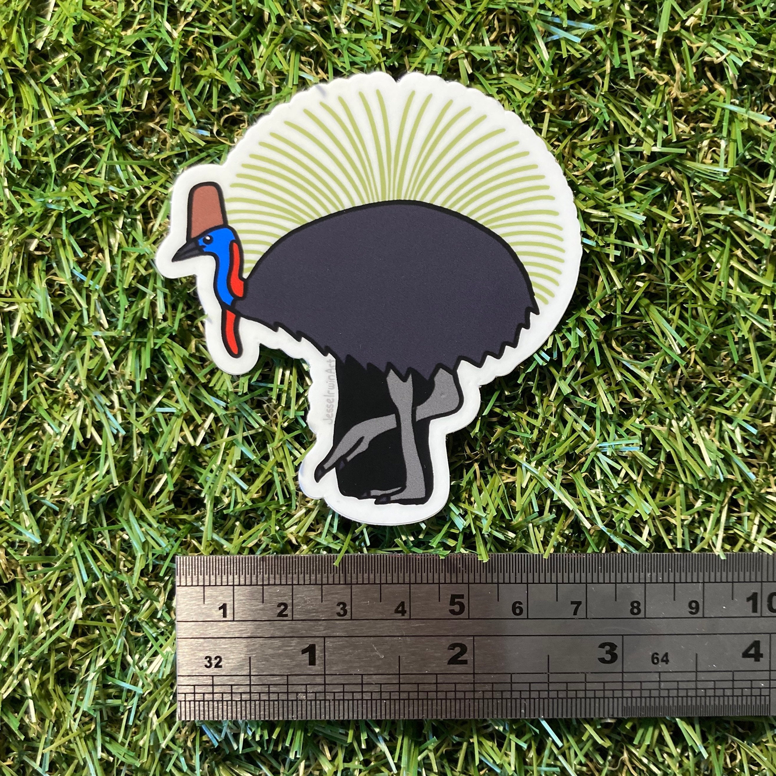 Cassowary and Grass Tree Vinyl Sticker - Australian Animals and Flowers - Die Cut Matte Vinyl Sticker - Laptop Decal