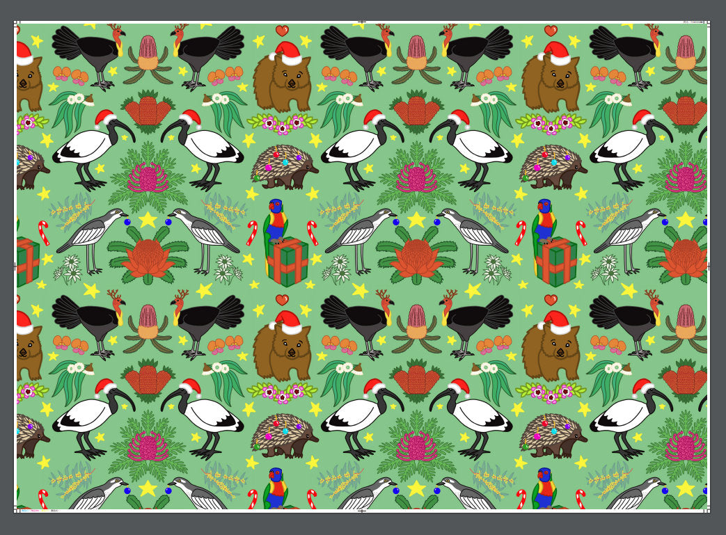 Aussie Wrapping Paper Aussie Christmas Wrapping Paper 70cm x 100cm – Jesse Irwin Art