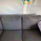 Curled Cat Prismatic Rainbow Suncatcher Decal Sticker - 4” wide, transparent sun catcher - stained glass window effect