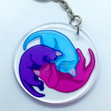 Three Kittens Clear Acrylic Charm Ornament - Transparent Design - Choose Charm Loop or Keychain Keyring - Cute Cats