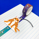 Chunky Ginger Cat Acrylic Charm Washi Tape Cutter - Choose Charm Loop or Keychain Keyring