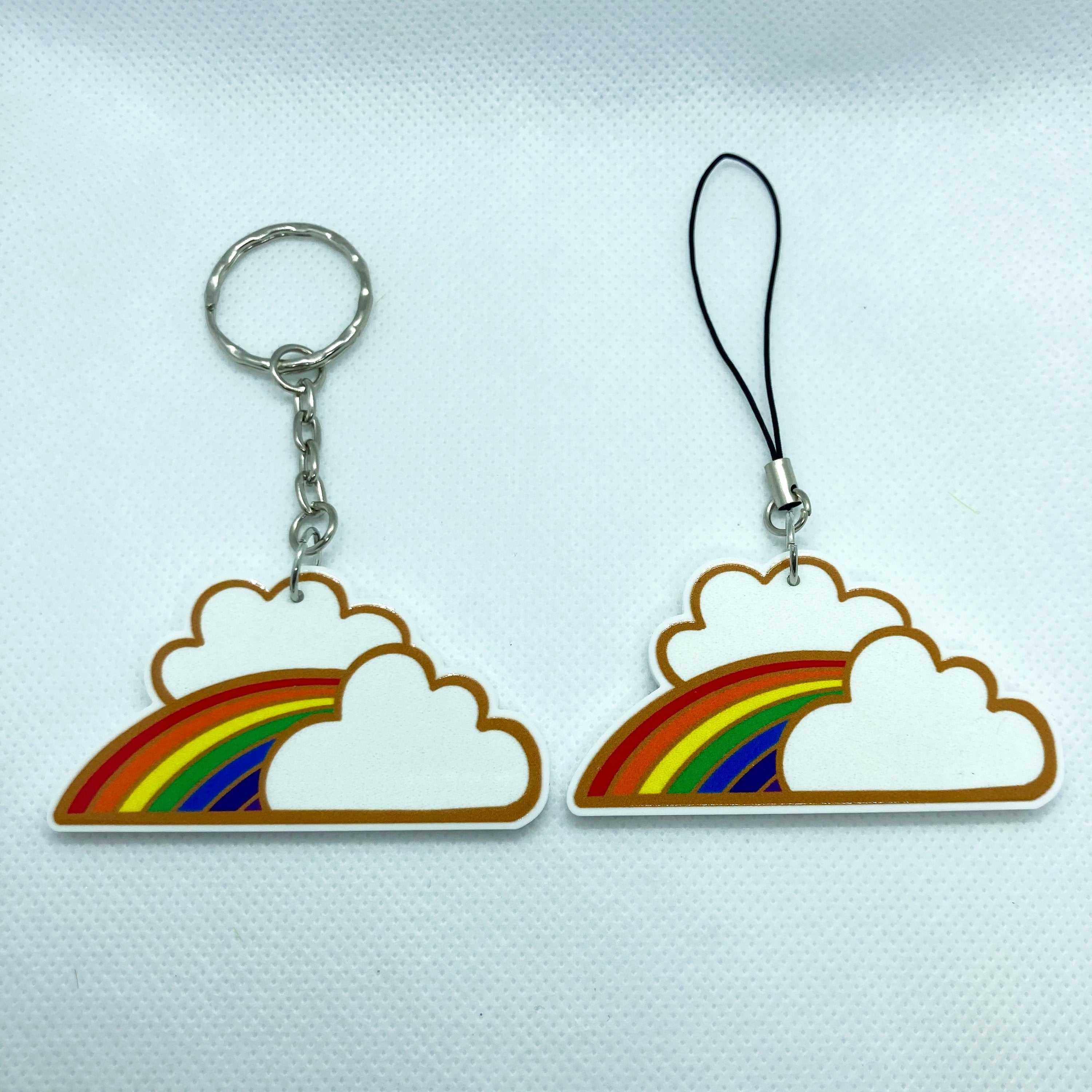 Rainbow and Clouds Acrylic Charm Washi Tape Cutter - Choose Charm Loop or Keychain Keyring