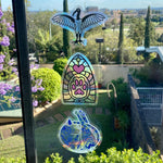 Pretty Flower Prismatic Rainbow Suncatcher Decal Sticker - 4” wide, transparent sun catcher - stained glass window effect