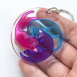 Three Kittens Clear Acrylic Charm Ornament - Transparent Design - Choose Charm Loop or Keychain Keyring - Cute Cats