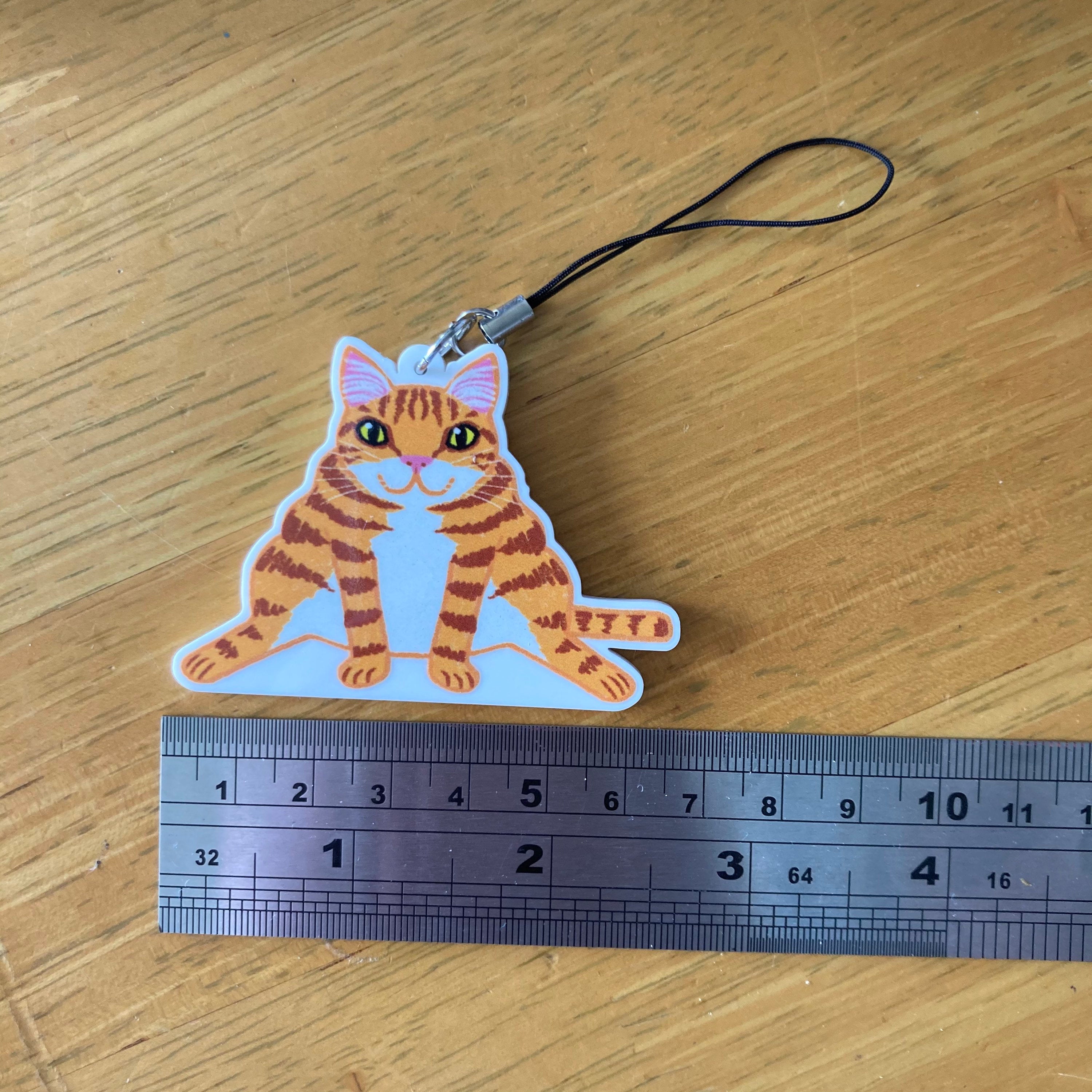 Chunky Ginger Cat Acrylic Charm Washi Tape Cutter - Choose Charm Loop or Keychain Keyring