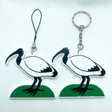 Australian Ibis Acrylic Charm Washi Tape Cutter - Choose Charm Loop or Keychain Keyring