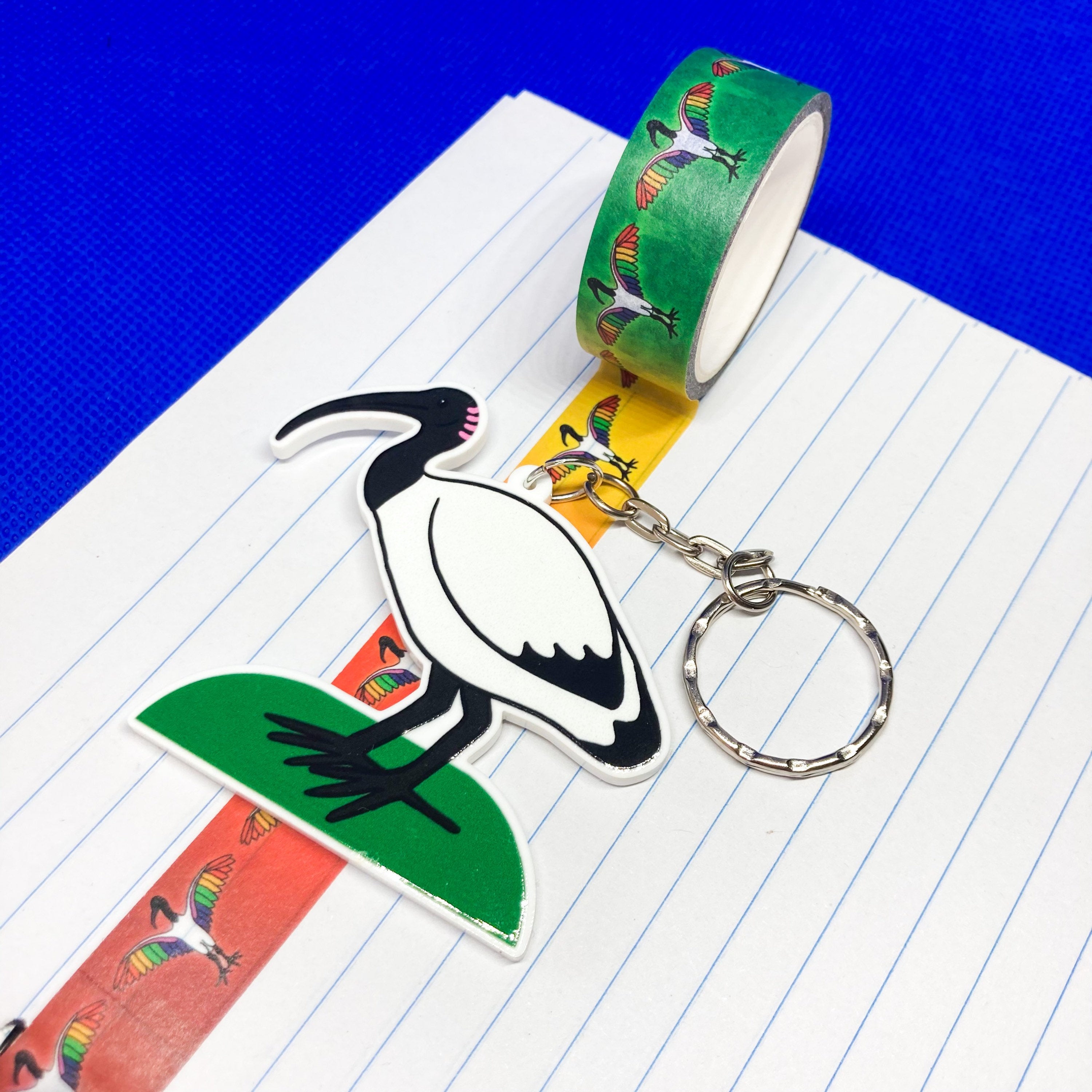 Australian Ibis Acrylic Charm Washi Tape Cutter - Choose Charm Loop or Keychain Keyring