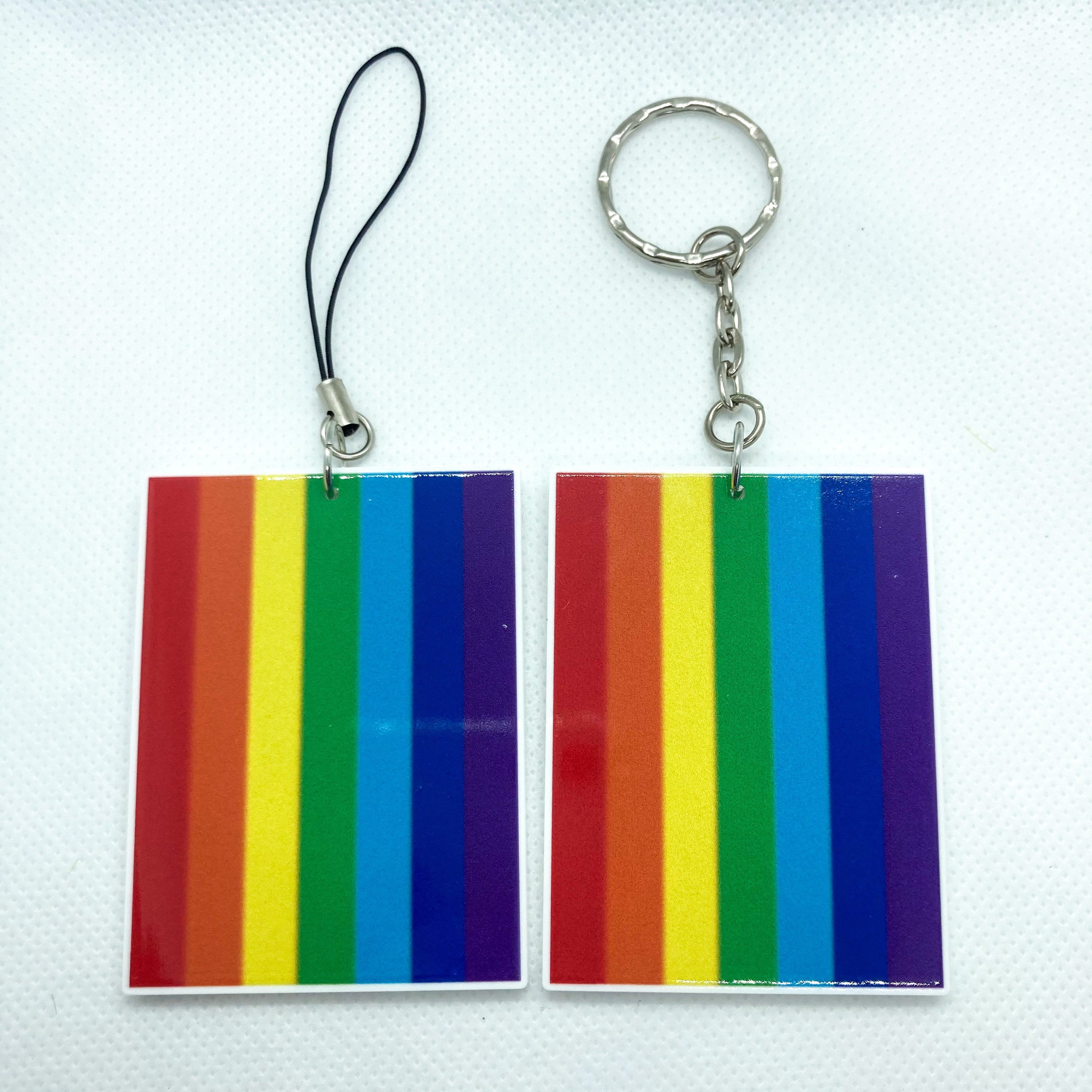 Rainbow Flag Acrylic Charm Washi Tape Cutter - Choose Charm Loop or Keychain Keyring