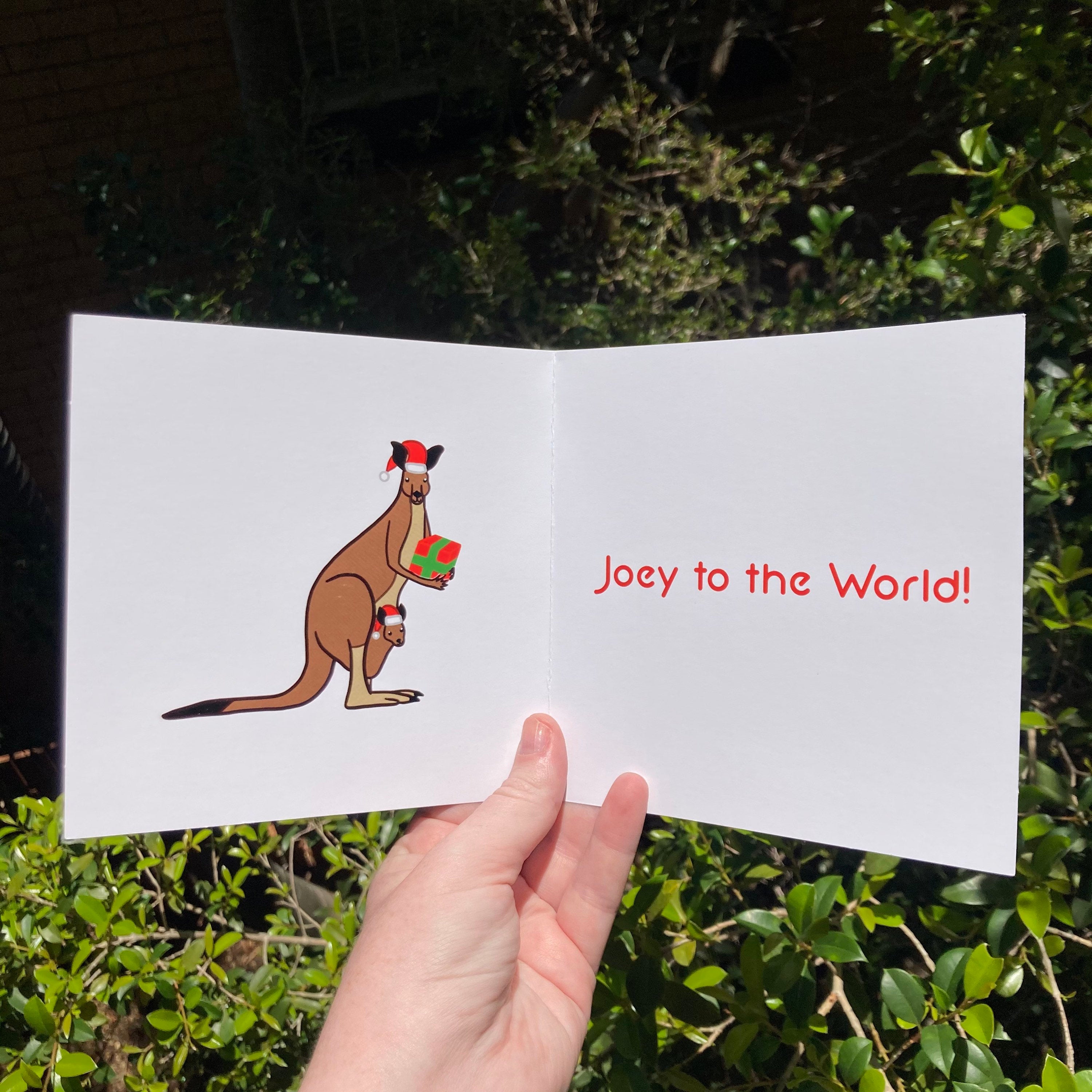 Kangaroo and Joey Christmas Card - Funny Pun - Australian Artist - Envelope Included