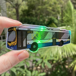 Brisbane Bus Holo Rainbow Vinyl Sticker - Holographic Silver Public Transport - Sorry No - Die Cut Vinyl Sticker - Laptop Decal