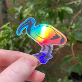 Australian Ibis - Bin Chicken - Holo Rainbow Vinyl Sticker - Holographic Silver Phrase - Die Cut Vinyl Sticker - Laptop Decal