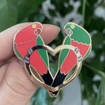 PREORDER: King Parrots and Golden Heart - 40mm Hard Enamel Pin - Valentines Day Pin - LGBT Gay and Lesbian options available