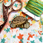 Magnetic Needleminder - Echidna and Flannel Flowers 40mm Hard Enamel Pin Converted to Needle Minder with Neodymium Magnets