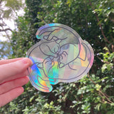 Three Kittens Prismatic Rainbow Suncatcher Decal Sticker - 4” wide, transparent sun catcher - stained glass window effect