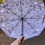 Black and White Birds Umbrella - Grey