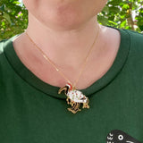 Christmas Ibis Hard Enamel Necklace