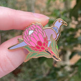 Spotted Dove and Protea - Hard Enamel Pin