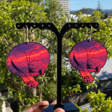 Sunset Cats wooden charm earrings