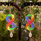 Autism Infinite Rainbow Hard Enamel Earrings with Swarovski Crystals
