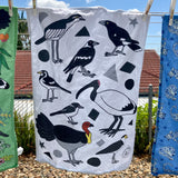 Black and White Birds of Brisbane Tea Towel