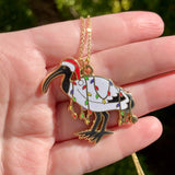 Christmas Ibis Hard Enamel Necklace